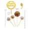 Happy Birthday Cake Topper Set with Paper Fans and Confetti Balloon Decorations